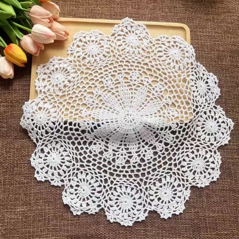 round hand made crochet placemat